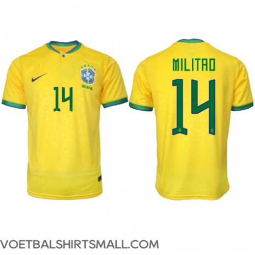 Brazilië Eder Militao #14 Voetbalkleding Thuisshirt WK 2022 Korte Mouwen